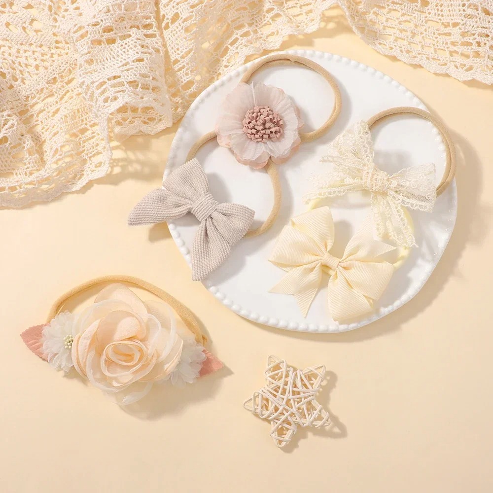 5Pcs Baby Flower Lace Bow Head - đánh giá và giá Baby Products Set